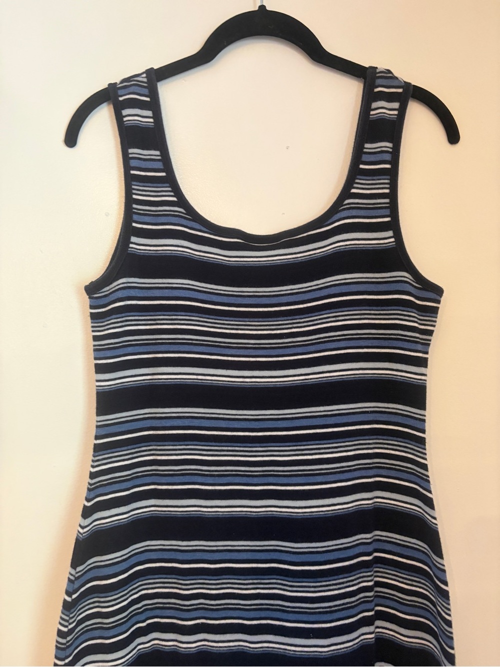 90s vintage Sleeveless Striped Maxi Dress - Navy/Gray - Picture 5 of 15